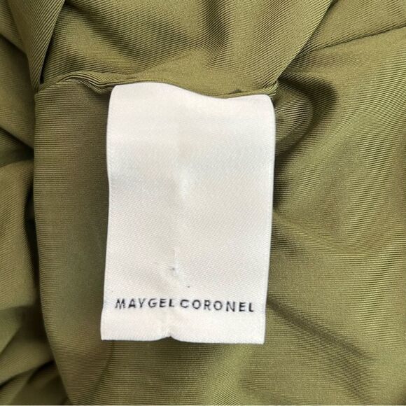 Maygel Coronel Estribo Appliquéd Ruched Stretch-Jersey Mini Dress in Olive Green - Picture 8 of 10